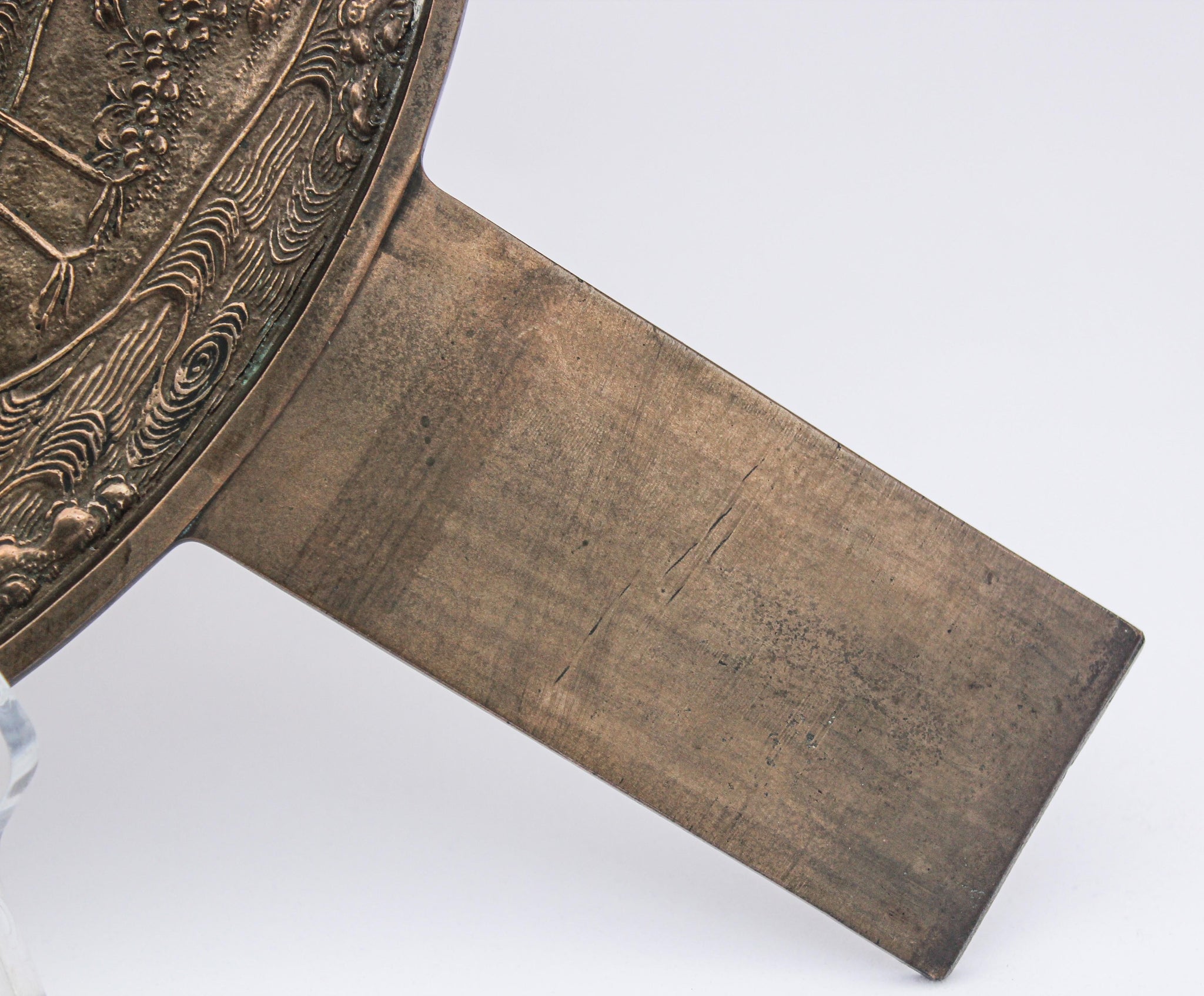 19th Century Oriental Bronze Japanese Kagami Handled Mirror