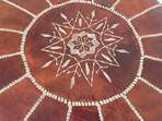Moroccan Hand Tooled Brown Leather Pouf
