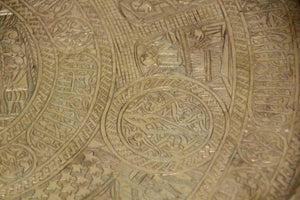 Middle Eastern Egyptian Antique Round Brass Tray 17 in.