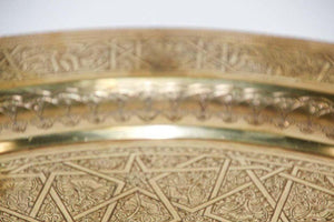 Middle Eastern Islamic Vintage Round Brass Hanging Tray 19 in. Diameter