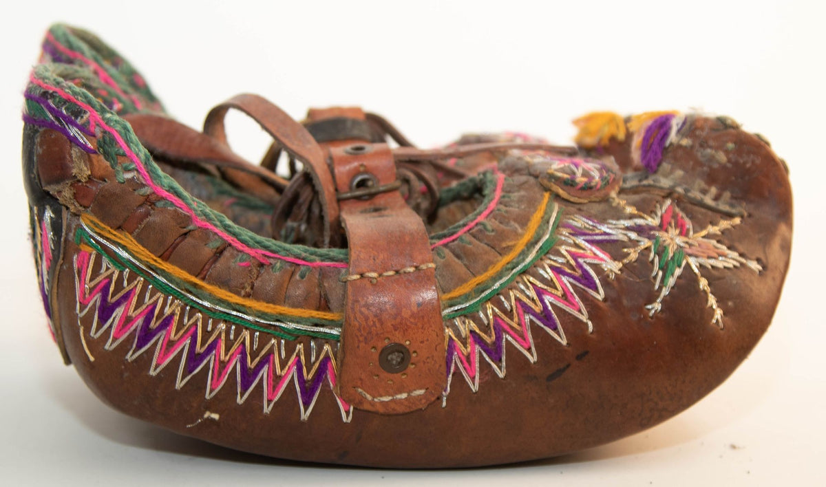 Antique Charogh Ethnic Shoes, Handcrafted Leather, Turkey, Circa 1900