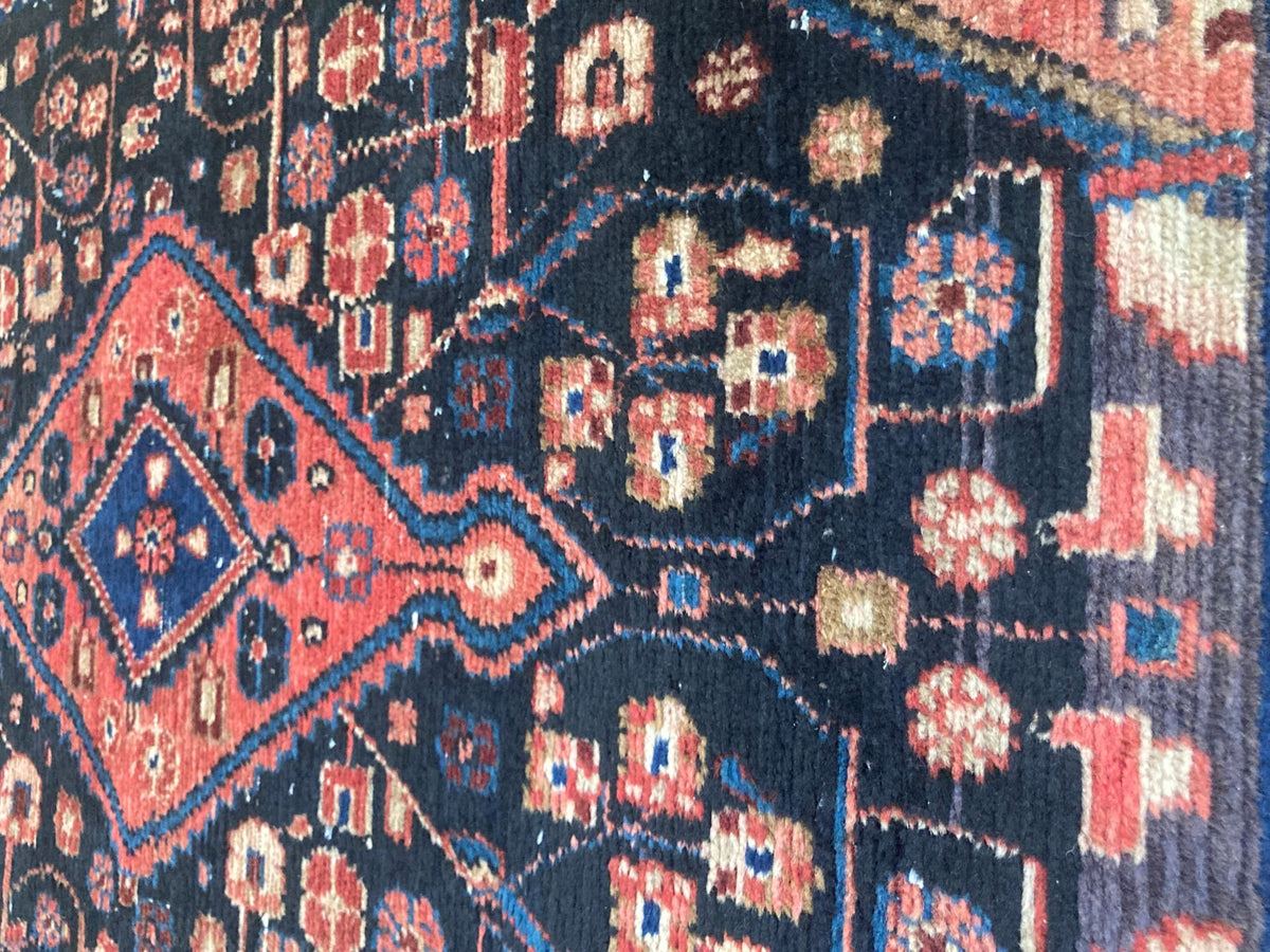 Antique Hand-Knotted Turkish Rug, Wool Floral Design, 1940
