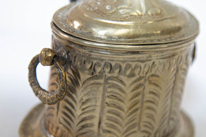 Antique Moroccan Silver Plated Tea Caddy Footed Candy Box