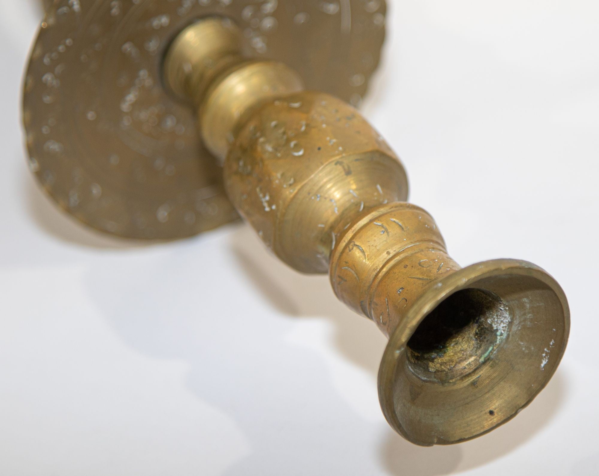 Solid Brass Vintage Moroccan Candle Holder a Pair 1950's