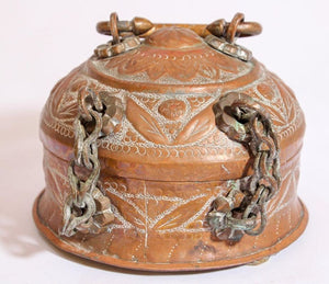 Rajasthani Decorative Brass Lidded Betel Caddy Box