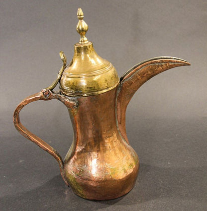 Antique 19th Century Arabian Tinned Copper Dallah Coffee Pot, Oman
