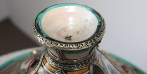 Moroccan Moorish Ceramic Bowl with Lid, Tajine from Fez