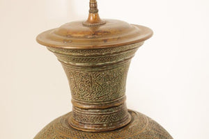 Antique 19th Century Middle Eastern Oriental Brass Mughal Floor Lamp