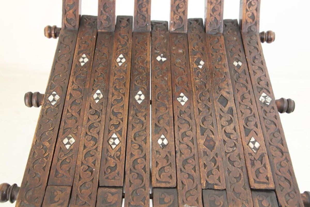 Moorish 19th Century Folding Chair Inlaid