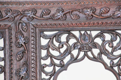 19th Century Anglo-Indian Mughal Carved Hardwood Three-Panel Screen, circa 1880