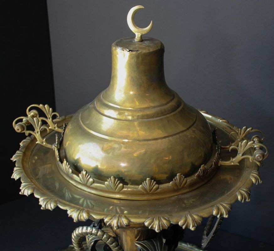Antique Large Arabian Polished Brass Incense Burner Islamic Moorish Style 19th c