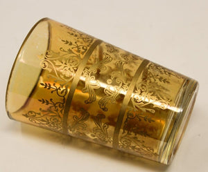 Set of Six Moorish Glasses with Amber and Gold Design