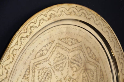 Monumental Moroccan Polished Metal Brass Tray Platter 39 inches