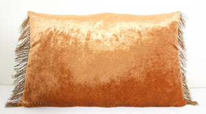 Antique Silk Velvet Lumbar Pillow with Metallic Gold Threads