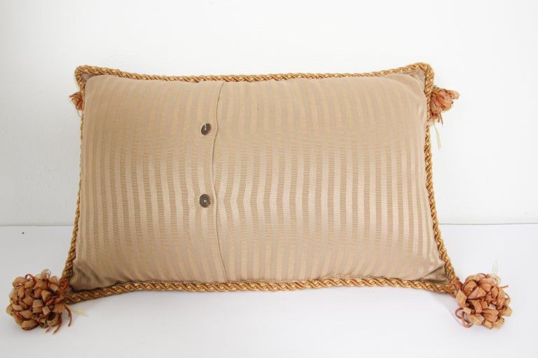 Moorish Style Decorative Throw Pillow by John Richard, Gold Silk, 1980