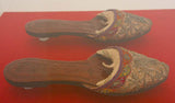 Antique Italian Venetian Shoes Leather and Silk Embroidered Framed