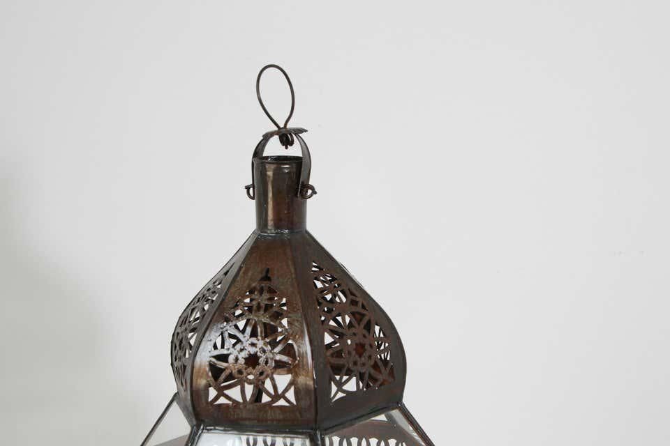 Handcrafted Large Moroccan Clear Glass Candle Lantern