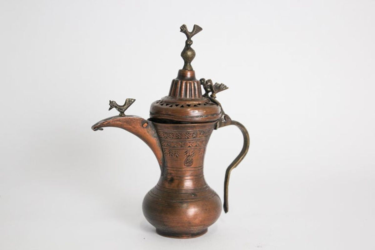 19th c Antique Middle Eastern Dallah Turkish Ottoman Bronze Copper Coffee Pot