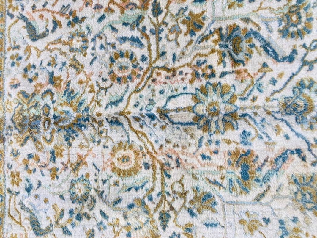 1950s Hand Knotted Green Runner from Turkey