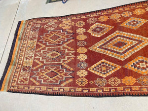 1960s Moroccan Vintage Hand-woven Boujad Tribal Area Rug