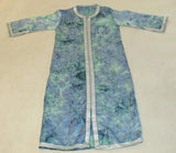 Moroccan Moorish Caftan Maxi Dress Brocade Aquamarine Blue and Silver Size M L