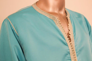 Moorish Turquoise Caftan 1970s Robe