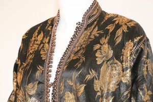 Vintage Moroccan Caftan, Black and Gold Embroidered, ca. 1960s