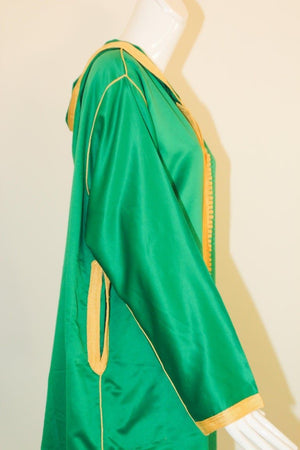 Moroccan Hooded Caftan Emerald Green Djellabah Kaftan