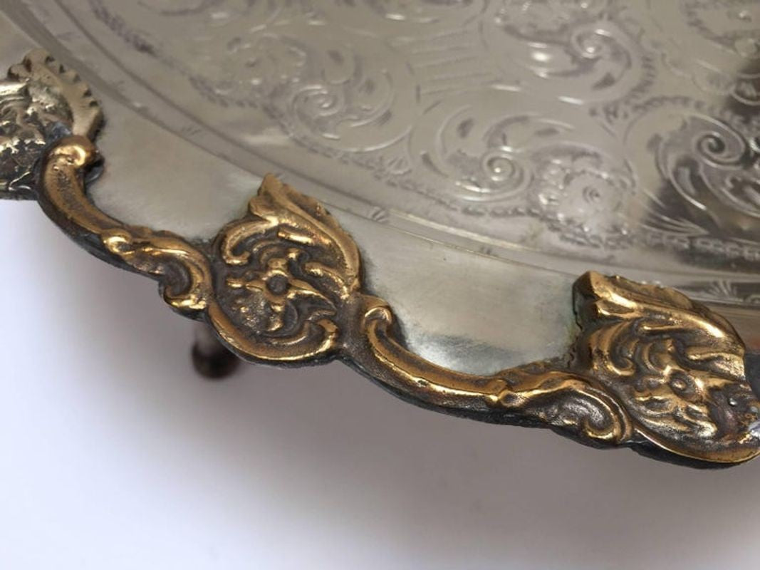 Moroccan Handcrafted Silver Round Tray