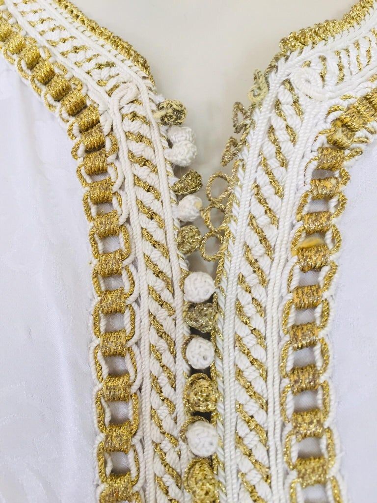 Moroccan Floral White Kaftan Maxi Dress Caftan Size Large