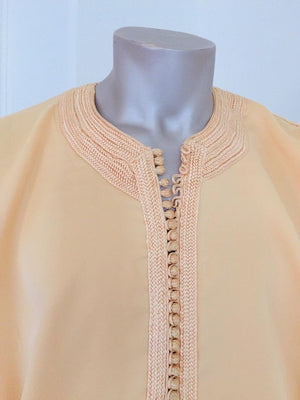 Moroccan Vintage Kaftan Gentleman Yellow Gold Caftan, circa 1970