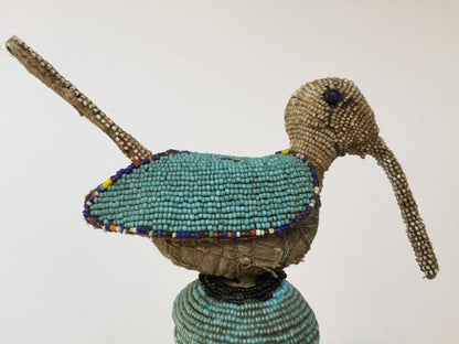 Yoruba Nigeria African Royal Beaded Headdress Crown on Lucite Stand