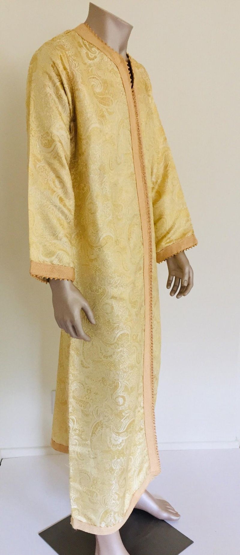 Moroccan Kaftan Gold and Silver Brocade 1970s Maxi Dress Caftan