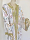 Vintage Moroccan White Kaftan Maxi Dress Caftan Size Large