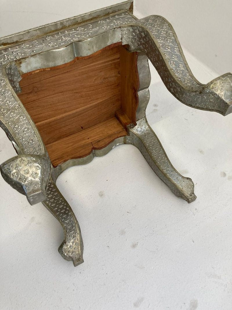 Vintage Anglo-Indian Silvered Wrapped Clad Side Low Table