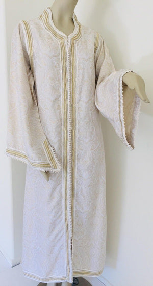 Moroccan White Kaftan Maxi Dress Caftan Size Large