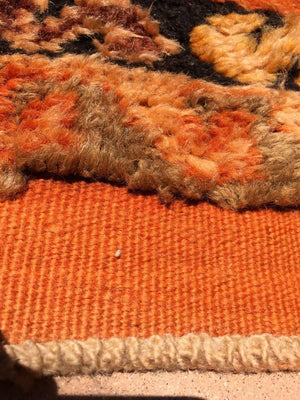 1960s Moroccan Vintage Orange Color Tribal African Pile Rug