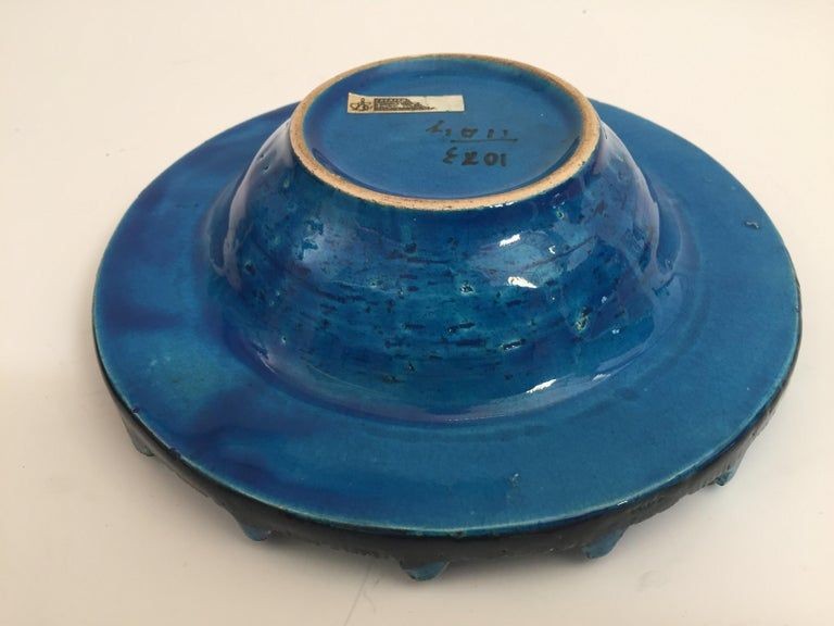 Aldo Londi Blue Ceramic Ashtray Handcrafted in Italy