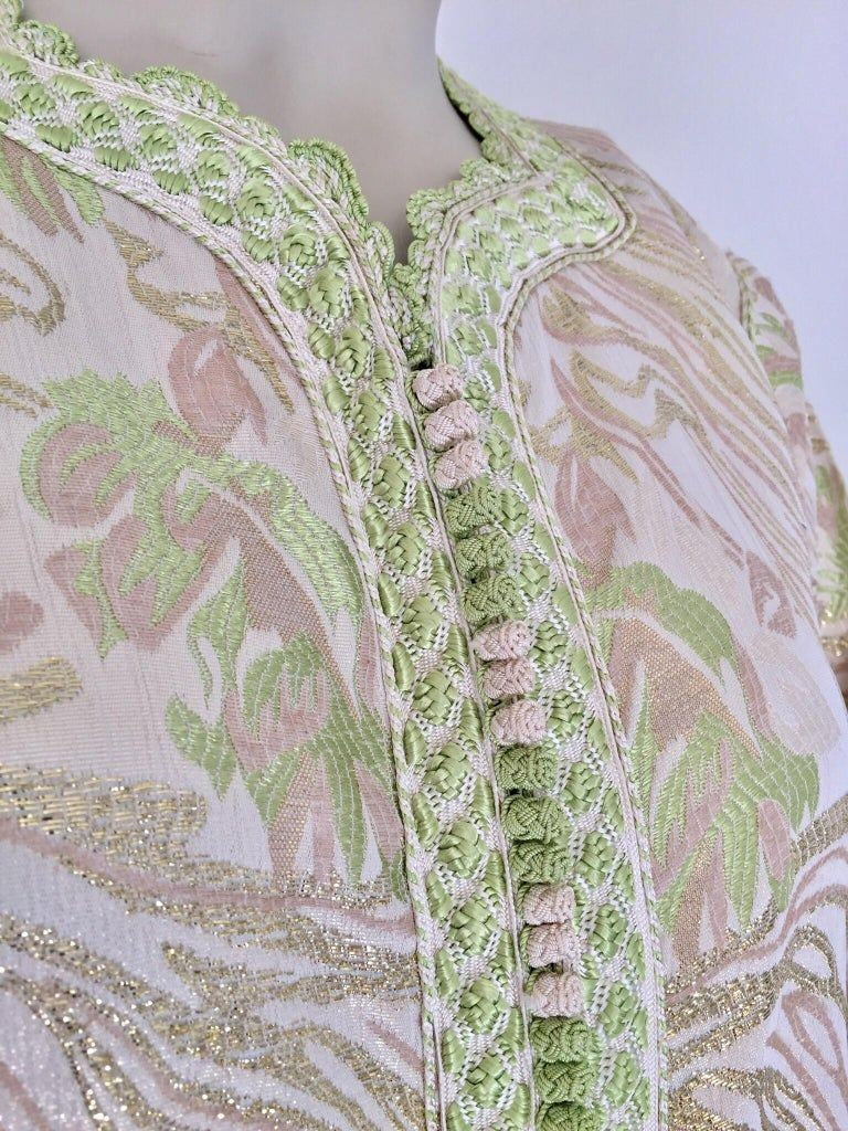 Moroccan Kaftan in Silver Metallic Floral Brocade