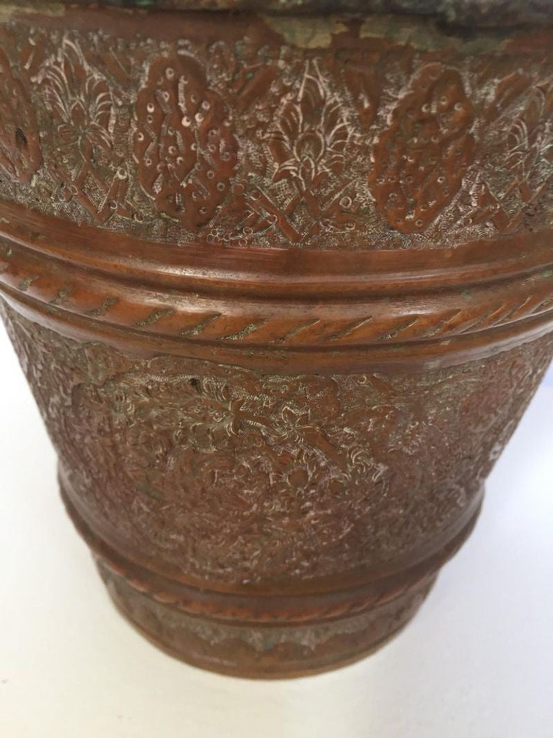 Moorish Mughal Metal Copper Vessel Bucket