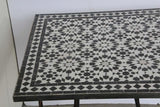 Moroccan Fez Mosaic Table in Black and White Tiles