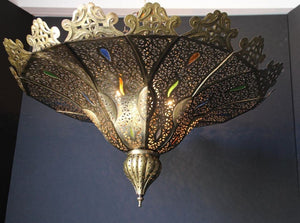 Moroccan Moorish Brass Pasha Chandelier