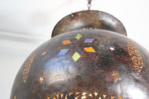 Vintage Moroccan Bronze Moorish Chandelier