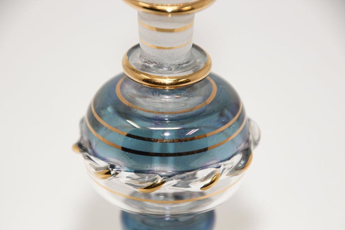 Moorish Hand Blown Gilt Glass Bohemian Perfume Bottle
