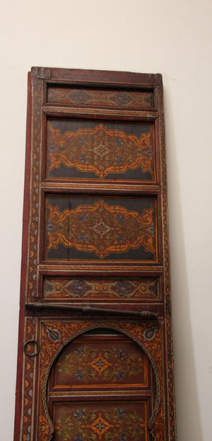 19th Century Moroccan Antique Double Door with Hand Painted Moorish Designs