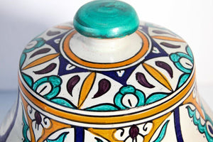 Moorish Ceramic Glazed Covered Jars Handcrafted in Fez Morocco