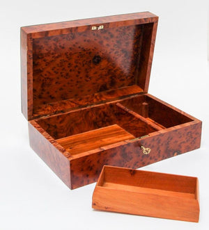 Victorian English Regency Handcrafted Burl Wood Jewelry Box