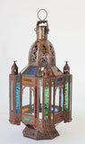 Moroccan Moorish Tole and Glass Candle Lantern