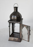Moroccan Square Tole and Clear Glass Candle Lantern