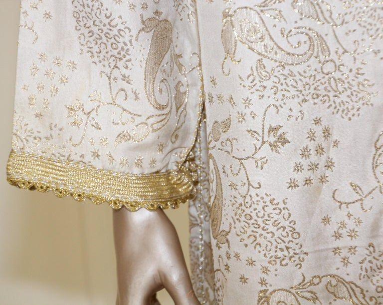 Moroccan Vintage Kaftan Gentleman Silver and Gold Caftan, circa 1970
